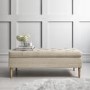 Beige Fabric End of Bed Ottoman Storage Bench - Safina