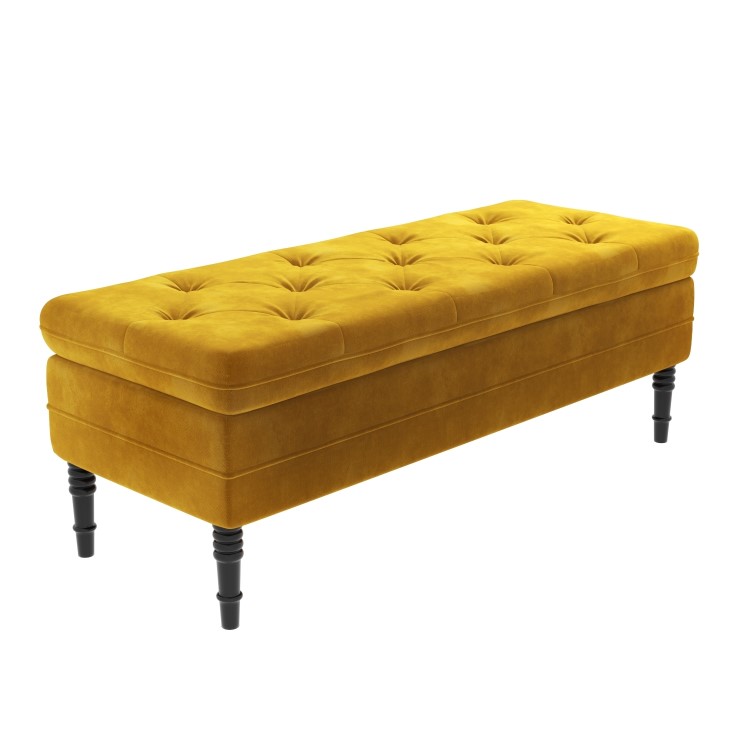 Safina Storage Bench in Mustard Yellow