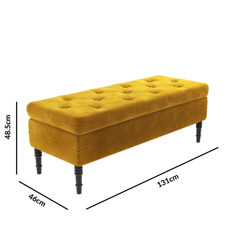 Safina Storage Bench in Mustard Yellow