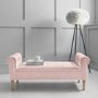 Pink Velvet End-of-Bed Bench with Buttoned Armrests - Safina