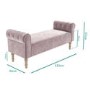 Safina Pink Velvet Hallway Bench with Quilted Arm Rest