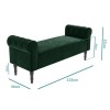 Safina Green Velvet Hallway Bench with Quilted Arm Rest