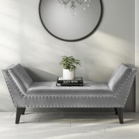 Cushioned End-of-Bed Bench in Grey Velvet - Safina