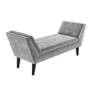 Cushioned End-of-Bed Bench in Grey Velvet - Safina