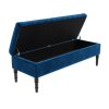 Navy Blue Velvet End-of-Bed Ottoman Storage Bench - Safina