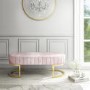 Safina Velvet Bench in Baby Pink with Gold Legs