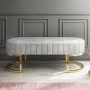 Safina Velvet Hallway Bench in Silver Grey with Gold Legs