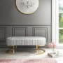 Safina Velvet Hallway Bench in Silver Grey with Gold Legs