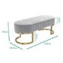 Safina Velvet Bench in Silver Grey with Gold Legs