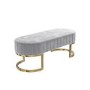 Safina Velvet Hallway Bench in Silver Grey with Gold Legs