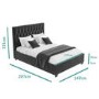 Dark Grey Velvet Double Ottoman Bed with Chesterfield Headboard - Safina