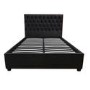 Dark Grey Velvet Double Ottoman Bed with Chesterfield Headboard - Safina