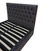 Dark Grey Velvet Double Ottoman Bed with Chesterfield Headboard - Safina