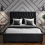 Dark Grey Velvet King Size Ottoman Bed with Chesterfield Headboard - Safina