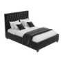 Dark Grey Velvet King Size Ottoman Bed with Chesterfield Headboard - Safina