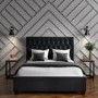 Dark Grey Velvet King Size Ottoman Bed with Chesterfield Headboard - Safina