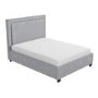 Grey Velvet Double Ottoman Bed with Studded Headboard - Safina