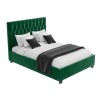 Green Velvet Double Ottoman Bed with Chesterfield Headboard - Safina