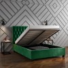 Green Velvet King Size Ottoman Bed with Chesterfield Headboard - Safina