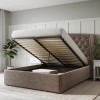 Mink Brown Velvet Double Ottoman Bed with Winged Headboard - Safina
