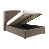 Mink Brown Velvet Double Ottoman Bed with Winged Headboard - Safina