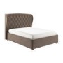 Mink Brown Velvet King Size Ottoman Bed with Winged Headboard - Safina