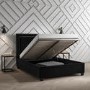 Black Velvet King Size Ottoman Bed with Studded Headboard - Safina