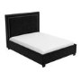 Black Velvet King Size Ottoman Bed with Studded Headboard - Safina