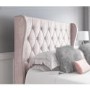 Pink Velvet Small Double Ottoman Bed with Diamante Headboard - Safina