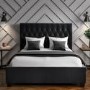 Dark Grey Velvet Small Double Ottoman Bed with Chesterfield Headboard - Safina