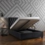 Dark Grey Velvet Small Double Ottoman Bed with Chesterfield Headboard - Safina