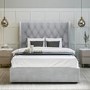 Safina Light Grey Small Double Ottoman Bed with Winged Headboard