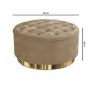 Safina Large Round Velvet Pouffe in Beige with Button Detail