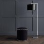 Safina Small Round Studded Stool in Black Velvet
