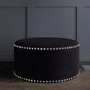 Large Round Black Velvet Pouffe - Safina