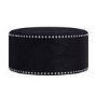 Large Round Black Velvet Pouffe - Safina