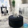 Large Round Black Velvet Pouffe - Safina