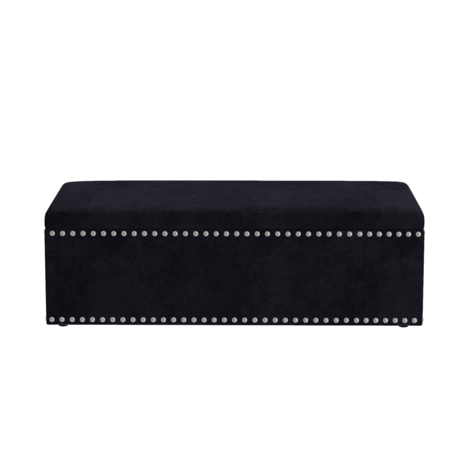 Safina Black Velvet Large Studded Storage Blanket Box BuyItDirect.ie
