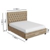 Beige Velvet Small Double Ottoman Bed with Chesterfield Headboard - Safina