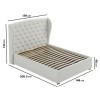 Cream Fabric Double Ottoman Bed with Winged Headboard - Safina