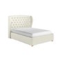 Cream Upholstered King Size Ottoman Bed with Winged Headboard - Safina