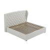 Cream Fabric Super King Ottoman Bed with Winged Headboard - Safina