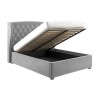 Grey Velvet Small Double Ottoman Bed with Winged Headboard - Safina