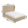 Beige Velvet Small Double Ottoman Bed with Winged Headboard - Safina
