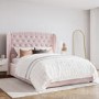 Pink Velvet King Size Ottoman Bed with Matching Blanket Box - Safina
