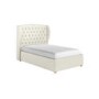 Cream Small Double Ottoman Bed with Winged Chesterfield Headboard - Safina