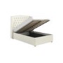 Cream Upholstered Small Double Ottoman Bed with Winged Headboard - Safina