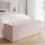 Ottoman Storage Blanket Box in Pink Velvet - Safina
