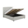 Grey Super King Ottoman Bed with Winged Chesterfield Headboard - Safina