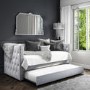Sacha Velvet Sofa Bed in Silver Grey - Trundle Bed Included